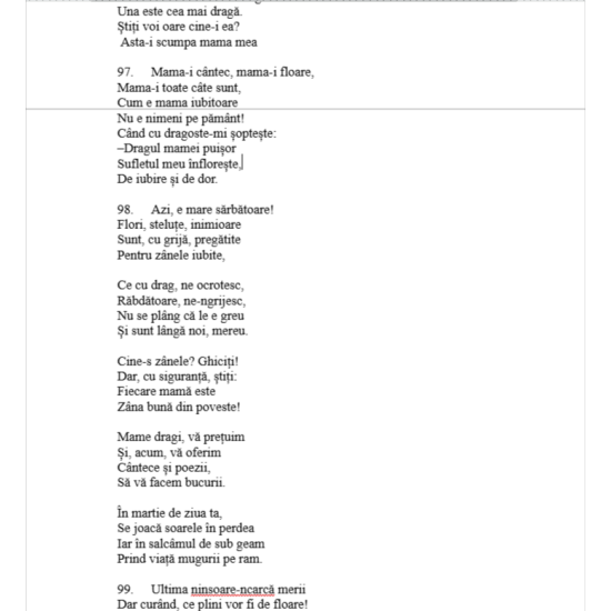 Culegere de texte „Cele mai frumoase poezii de primăvară și ziua mamei” (2-7 ani)